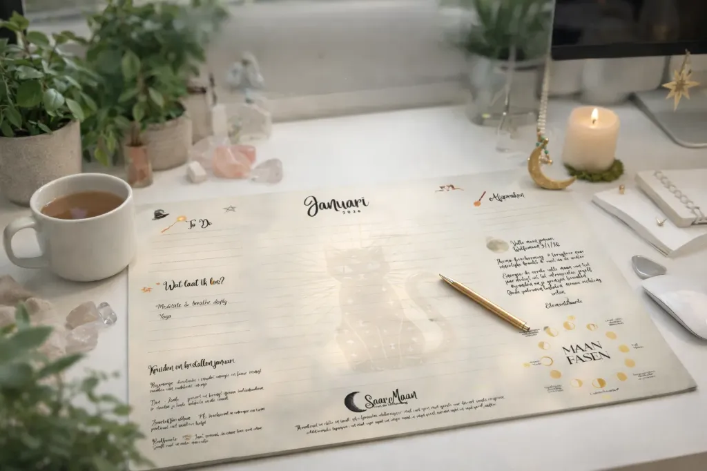 Bureauonderlegger met maankalender