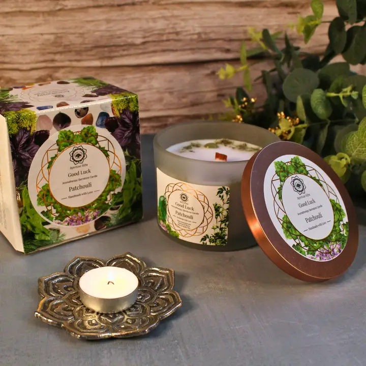 Green Tree Geurkaars Good Luck (goed geluk - met Patchouli & Aventurijn) 256g