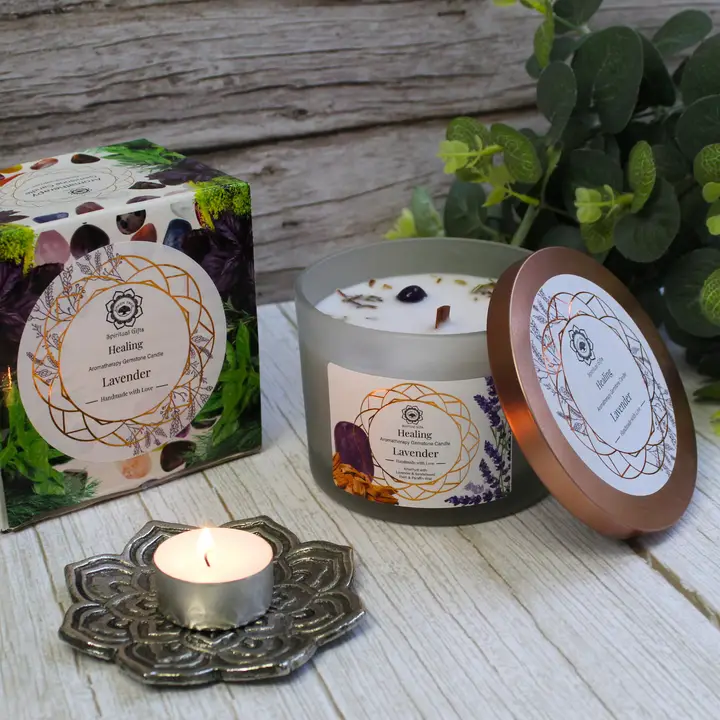 Green Tree Geurkaars Healing (Genezing- Lavendel met Amethist 256g)
