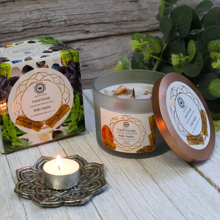 Green Tree Geurkaars Good energy (Zoete Palo Santo met Carneool) 256g